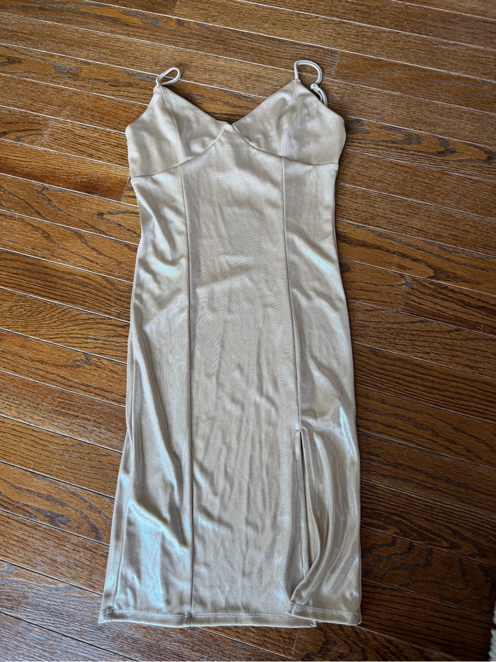 Forever 21 Shimmery Cream Satin Mini Slip Dress
